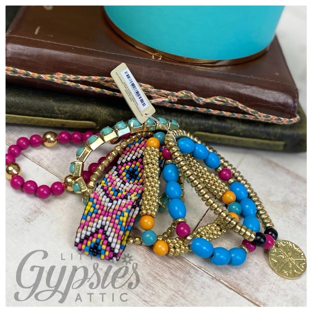 Seven Layer Stacked Beaded Bracelets - Picture 3 of 9